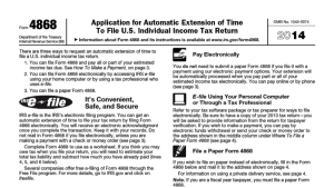 Tax Form 4868 – Automatic Extension